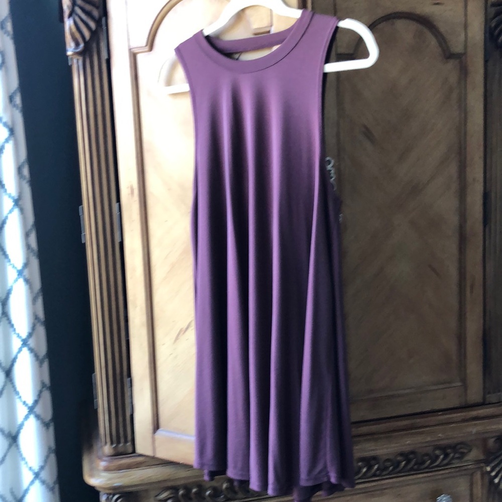 Super cute summer dress - cutout back, flare skirt - plum color
